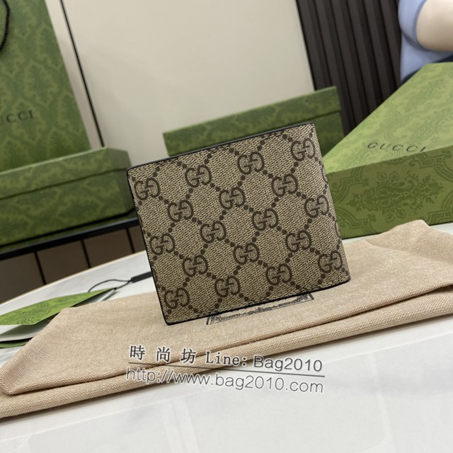 Gucci專櫃古馳最新款虎頭印花GG Supreme帆布錢包男士短夾 jh2245型號：451268